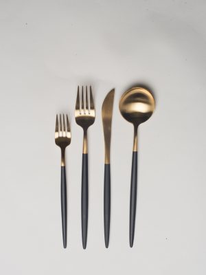 Brushed Gold Dipped Matte Black Flatware