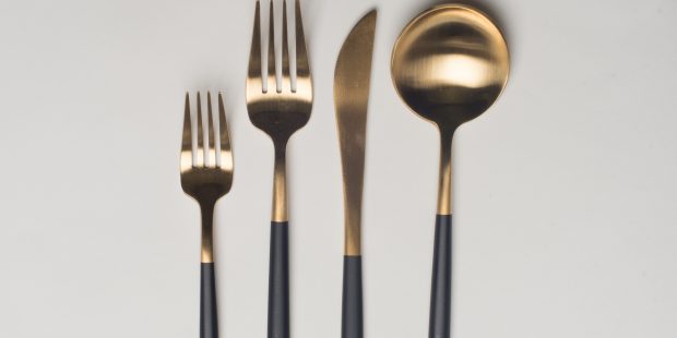 Brushed Gold Dipped Matte Black Flatware