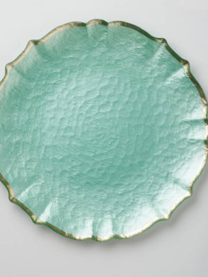 Baroque Glass Charger in Aqua