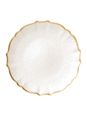 Baroque Glass Salad Plate in Pearl White