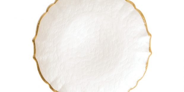 Baroque Glass Salad Plate in Pearl White