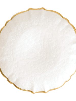 Baroque Glass Charger in Pearl White