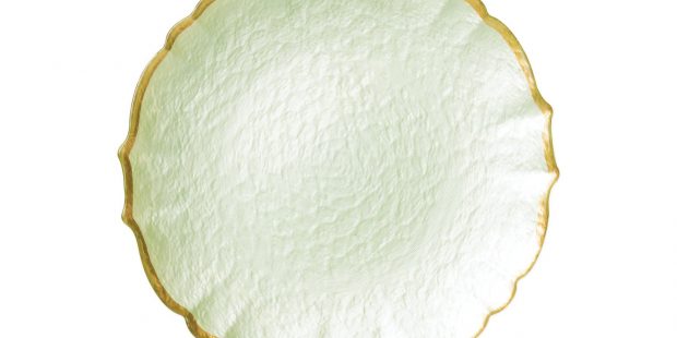 Baroque Glass Salad Plate in Pistachio